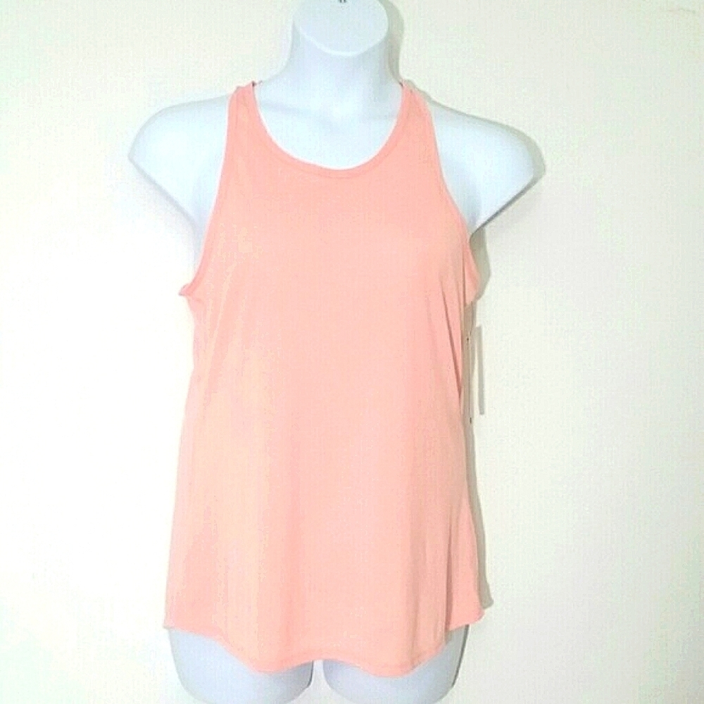 Zelos Racer back tank top Coral Wicking Tech NEW size Large Pastel Peach